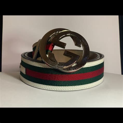 gucci white red green belt